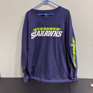 Seattle Seahawks NFL Pro Line Navy Blue Long Sleeve T Shirt Men's 3XLT